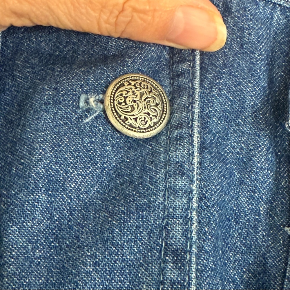 River Ridge Co. Denim Vest L Button Front Western Utility Vintage Rodeo Layer - Picture 5 of 8